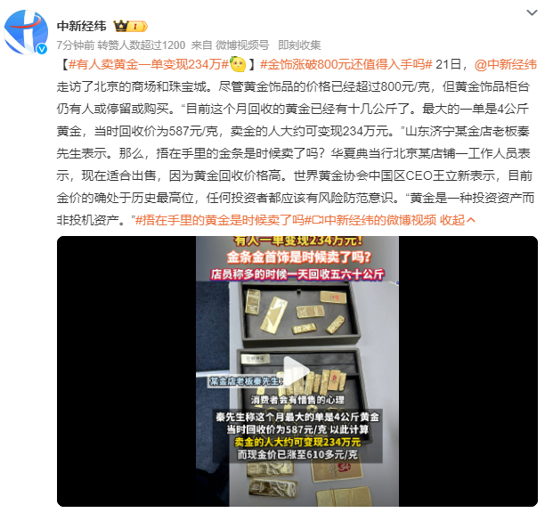 黄金投资的惊人魅力，一单变现234万！